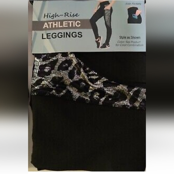 Women's Shiny Silver Printed Sporty High Rise Athletic Leggings - Picture 7 of 7